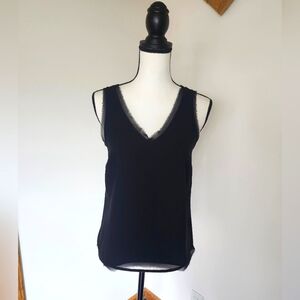 Chelsea28 Black Sleeveless Raw Seams Tank Top Shirt